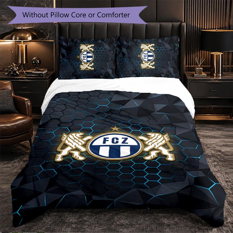 FC Zürich Themed Bedding 3Pcs Duvet Cover Set Decorative Bed Linen For Teen Room Home Decoration