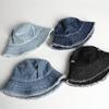 Персонализированная шляпа-ведро с козырьком от солнца, женская джинсовая шляпа с грубым краем, модная литературная шляпа с подсветкой для раковины