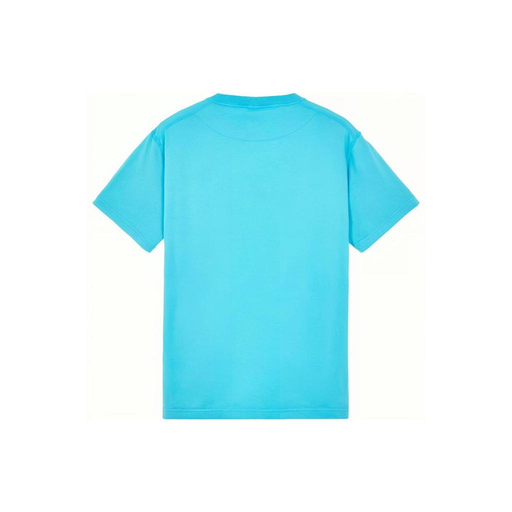 STONE ISLAND Мужская футболка с коротким рукавом и круглым вырезом, с принтом в виде нашивок, сезон весна-лето 23, небесно-голубая, 101521957-V0042