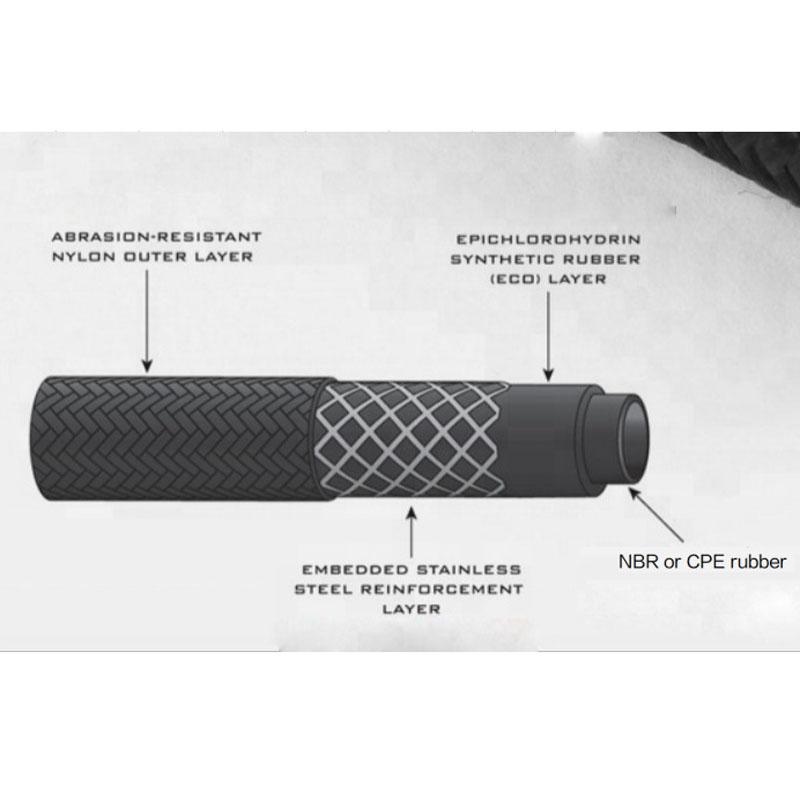 Топливный шланг, шланг для охладителя масла и газа, трубка из нейлона, нержавеющая сталь, оплетенная внутри резиной CPE, устойчивой к высоким температурам и давлению