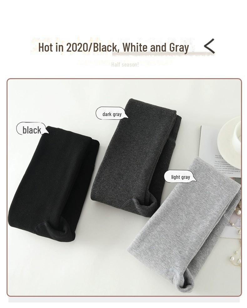 Женские леггинсы из серого бархата с высокой талией: Утягивающий, теплый, с вертикальными полосками для осени/зимы.