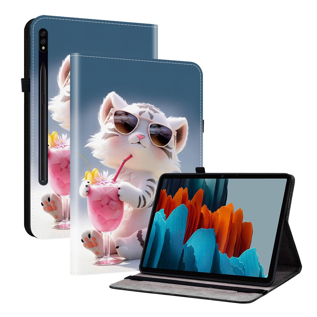 Чехол из искусственной кожи для планшета Samsung Galaxy Tab S7+ (12,4 дюйма)-11 стилей! Прочный, с 2 слотами для подставки, держателем для карандашей и слотами для карт, гибкая задняя крышка из ТПУ