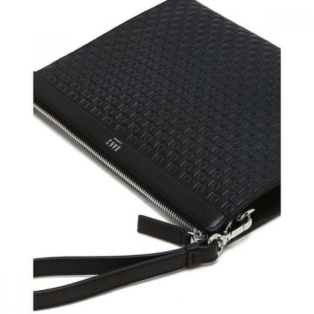 Daks Black Leather Clutch With Embossed Pattern Dbba4f481bk