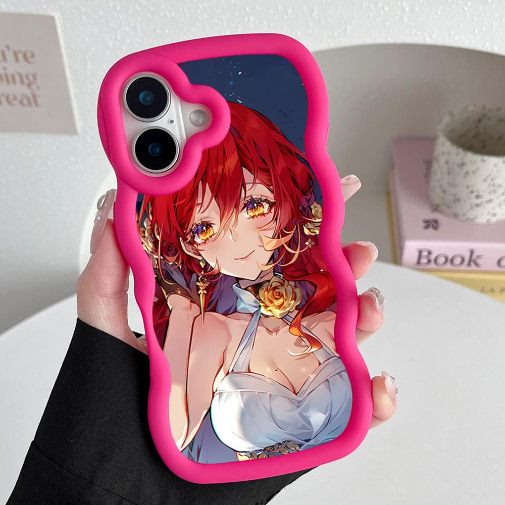HSR Himeko Чехол для мобильного телефона из ТПУ с волнистым краем для iPhone 17 16 15 14 13 12 11 Air Pro Max Plus Цветная крышка