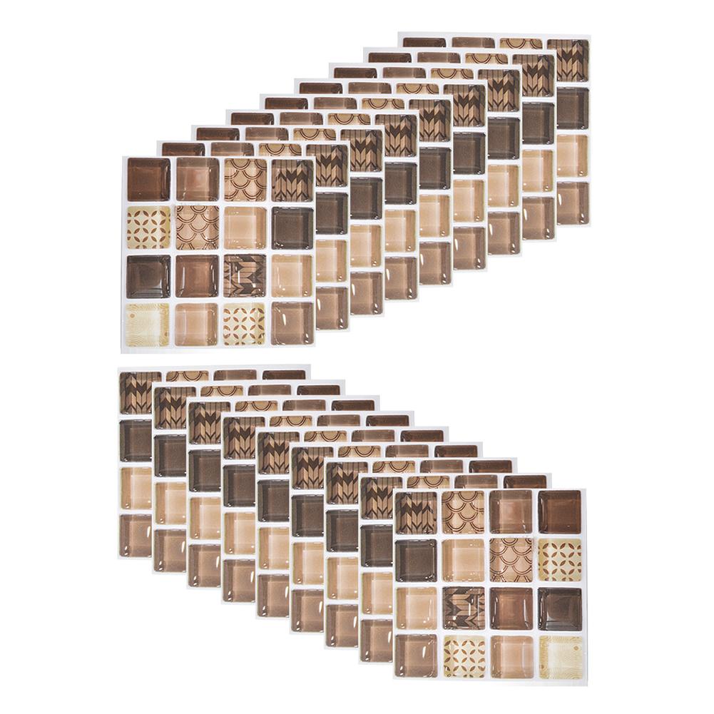 18pcs Simulation Mosaic Tile Wall Stickers Home 10*10cm Waterproof Self-adhesive Bathroom Accessories Decor Hotel Oil Resistant