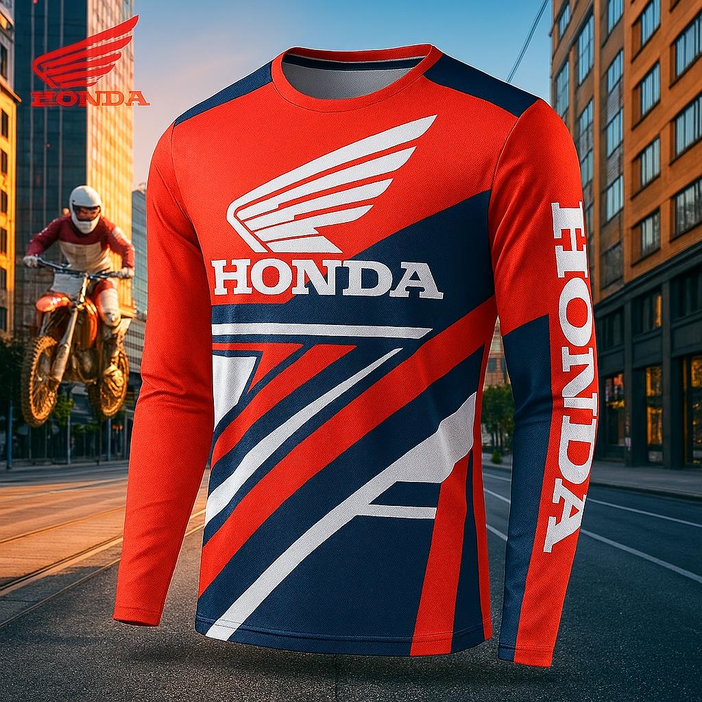 Honda Футболка с длинным рукавом, дышащая, быстросохнущая одежда, спортивная рубашка, подходящая для райдеров по бездорожью и горных байкеров