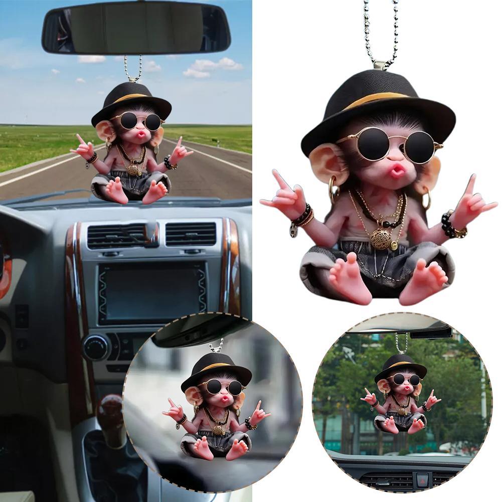 Новый 2D акриловый персонализированный кулон Мультяшный декор для зеркала заднего вида Автоаксессуары Украшение Автомобиль Обезьяна Подвеска W7c8