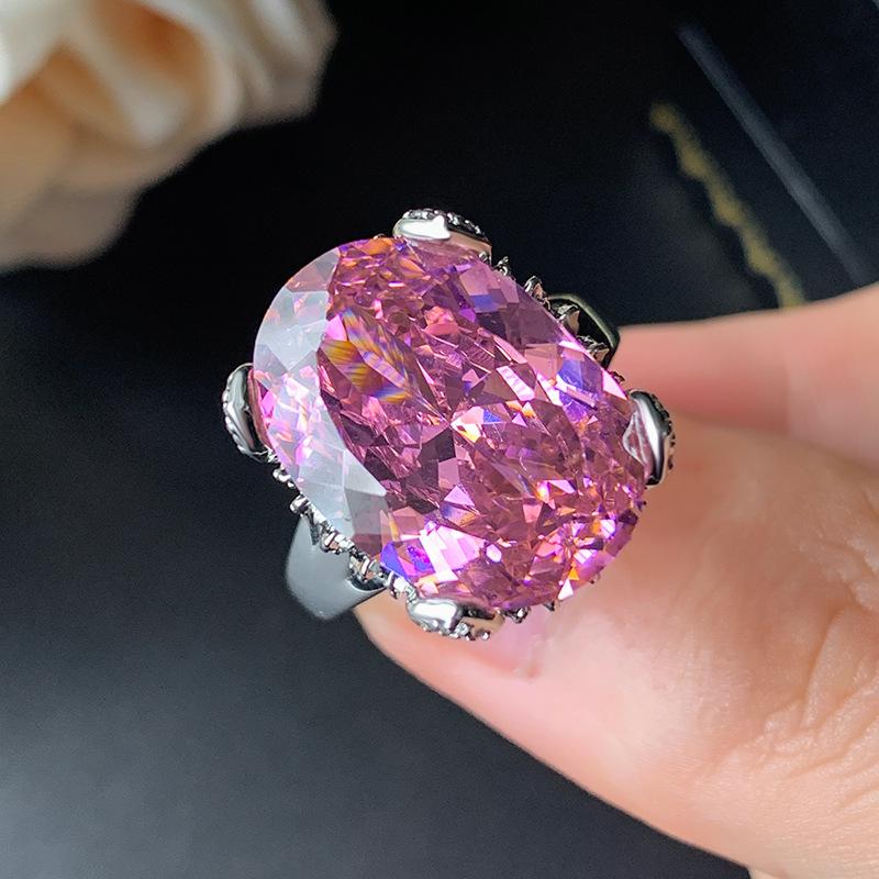 Jewelry Ring Real Bird'S Nest Cut Purple Carp Pink Zirconium Yellow Diamond Lucky Egg Ring Women'S