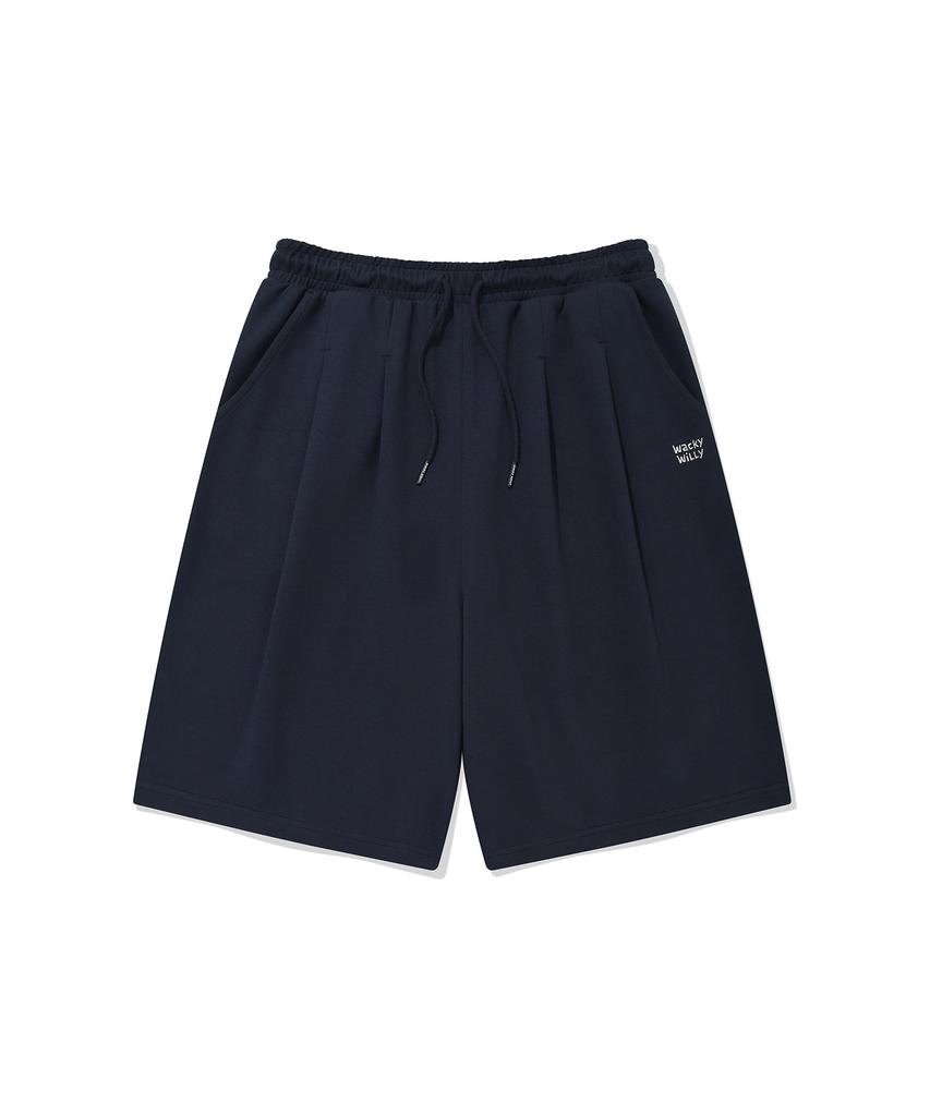 WACKY WILLY Double-Tuck Bermuda Sweat Shorts Navy