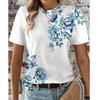 Летняя женская футболка с цветочным принтом, повседневные праздничные футболки с 3d принтом, повседневные футболки с короткими рукавами, модные женские футболки с круглым вырезом