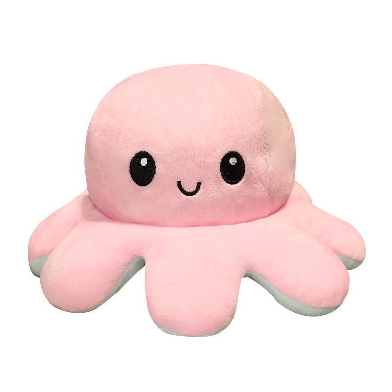 Двусторонняя мягкая игрушка-осьминог с милыми выражениями лиц