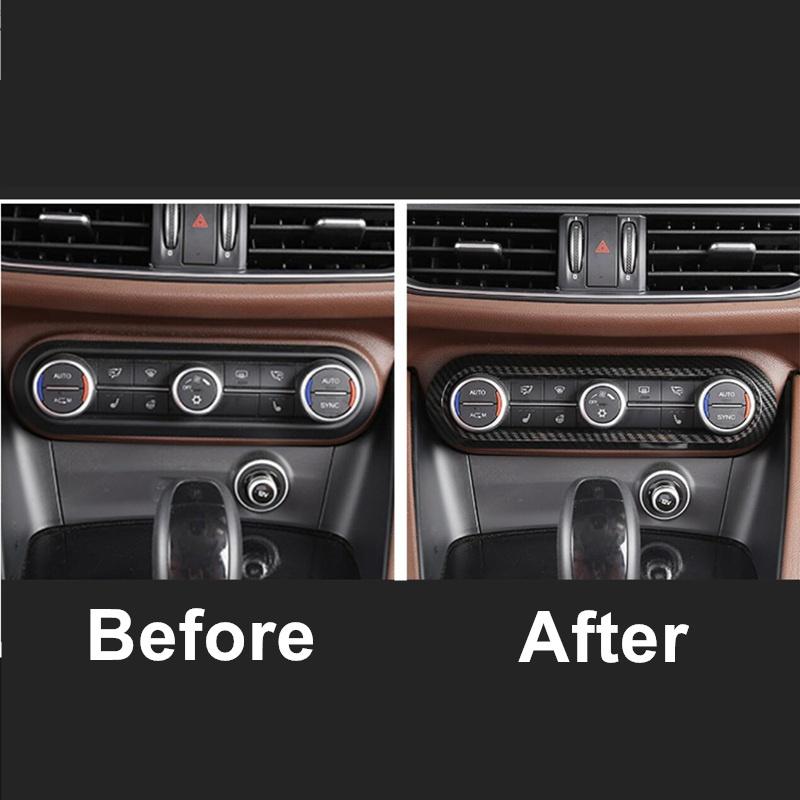 Для Alfa Romeo Giulia Stelvio аксессуары для салона автомобиля цвет углеродного волокна центральная консоль кнопка переменного тока крышка панели рамка наклейка украшение