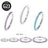 G23 Titanium Zircon Nose Ring 6/8/10/12mm Septum Hinged Clicker Hoop Lip Ear Helix Tragus Piercing Zircon