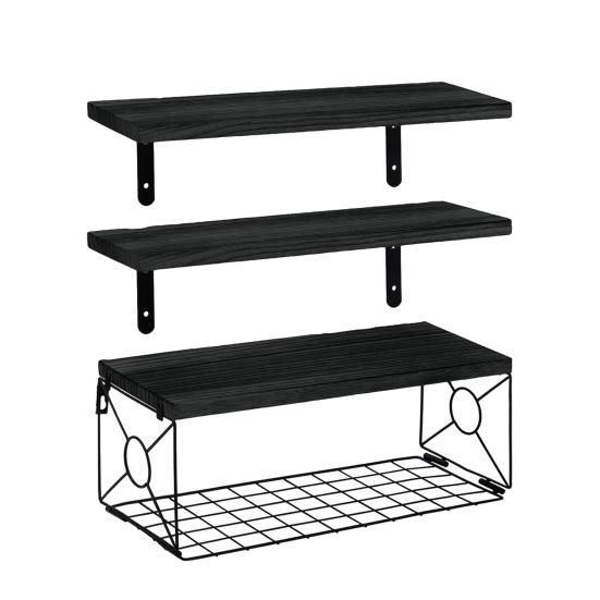 Настенная плавающая полка для ванной комнаты с металлическим ящиком, полка в деревенском стиле, деревянная, настенное крепление над унитазом, органайзер-стойка для хранения в домашнем офисе, гостиной