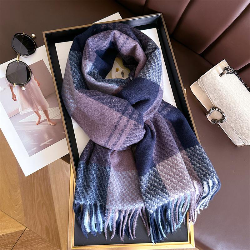 Korean Plaid Knitted Cahmere Scarf Women Shawls And Wraps Female Pashmina Bufanda Lady Thick Warm Winter Blanket Stoles New