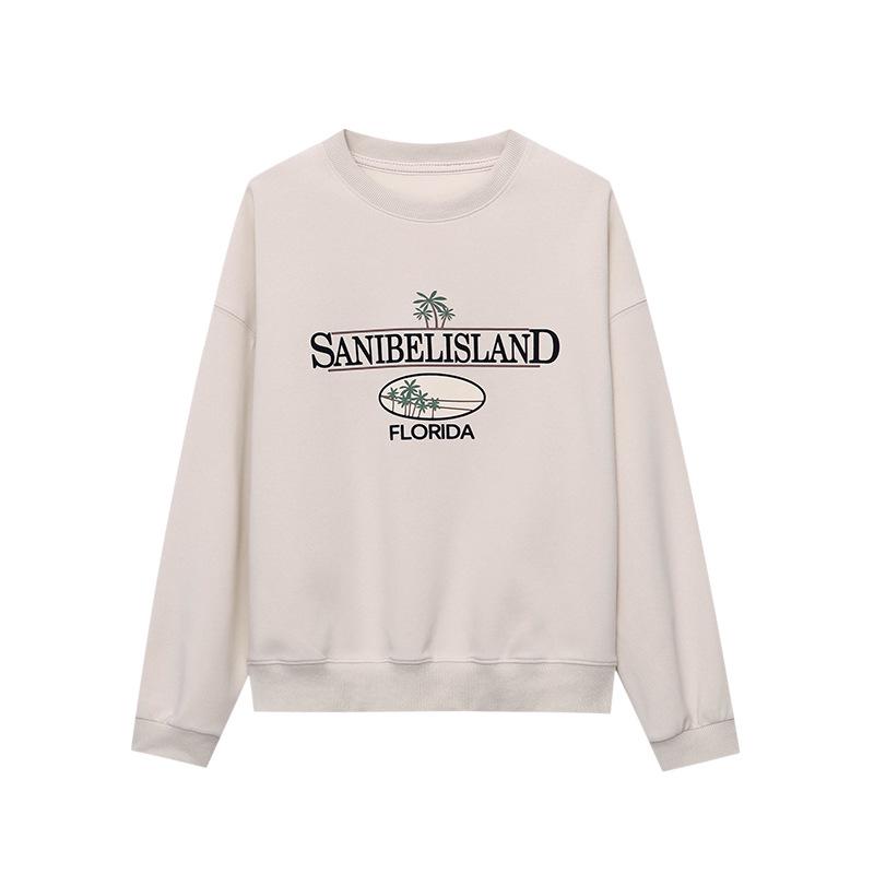 Sinan Весна Американский Стиль Кокосовая Дерево Принт Свободный Свитер SN7125