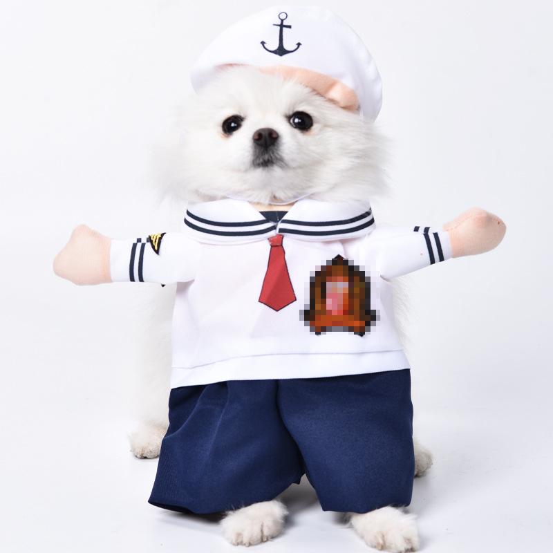 Pet dog transformation costume, Halloween teddy VIP funny red scarf upright costume, college girl standing costume