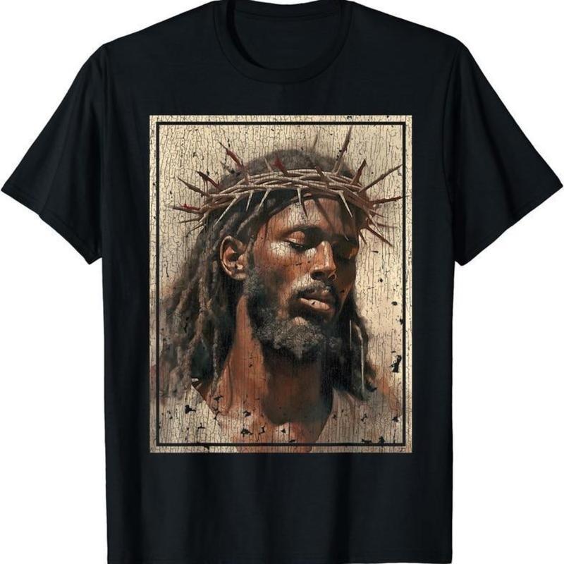 Black Jesus Shirt Face Of Jesus Cross With Crown Of Thorns Shirt shirt Unisex Unisex T-Shirt
