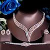 CMM 4 Piece Multicolor Cubic Zircon Big Leaf Shape Statement Luxury Bridal Jewelry Sets Engagement Wedding Collection