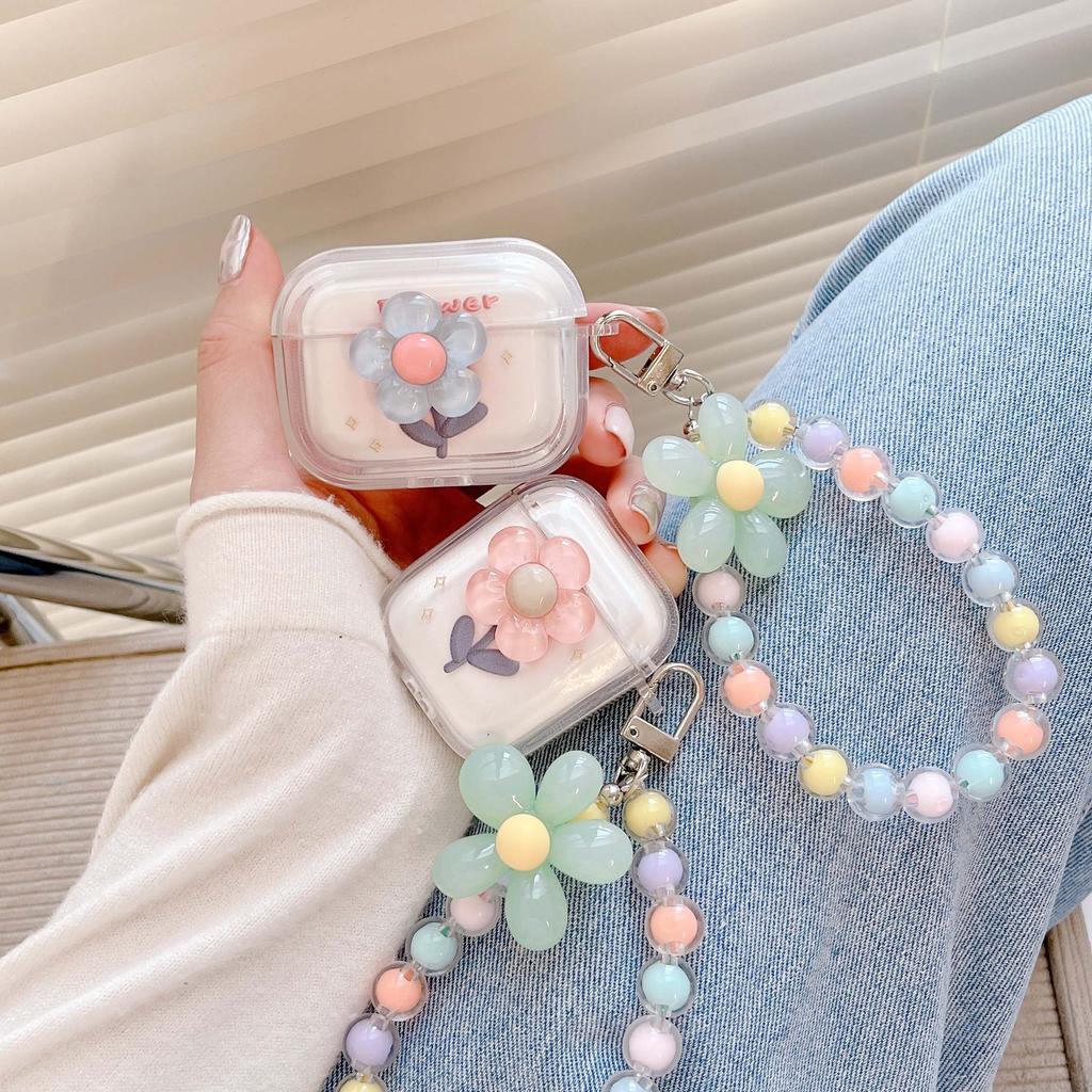 Ins Bracelet 3d Flower Wireless Bluetooth Earphone Case For Apple Airpods 1 2 Pro 2nd 3 Cartoon Headset Charging Box Capa