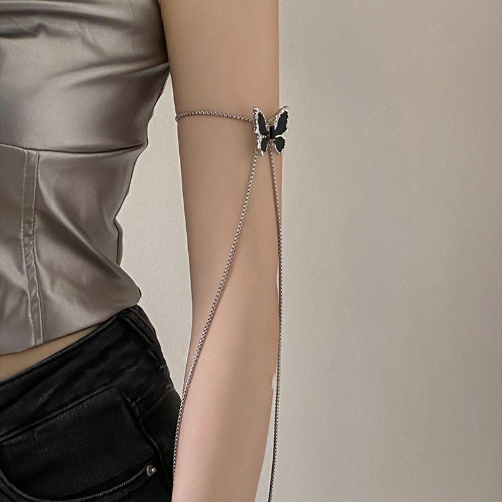 Silver Butterfly Chain Choker Zinc Zinc Alloy Butterfly Clavicle Chain Black Butterfly Necklace  Lady/Girls
