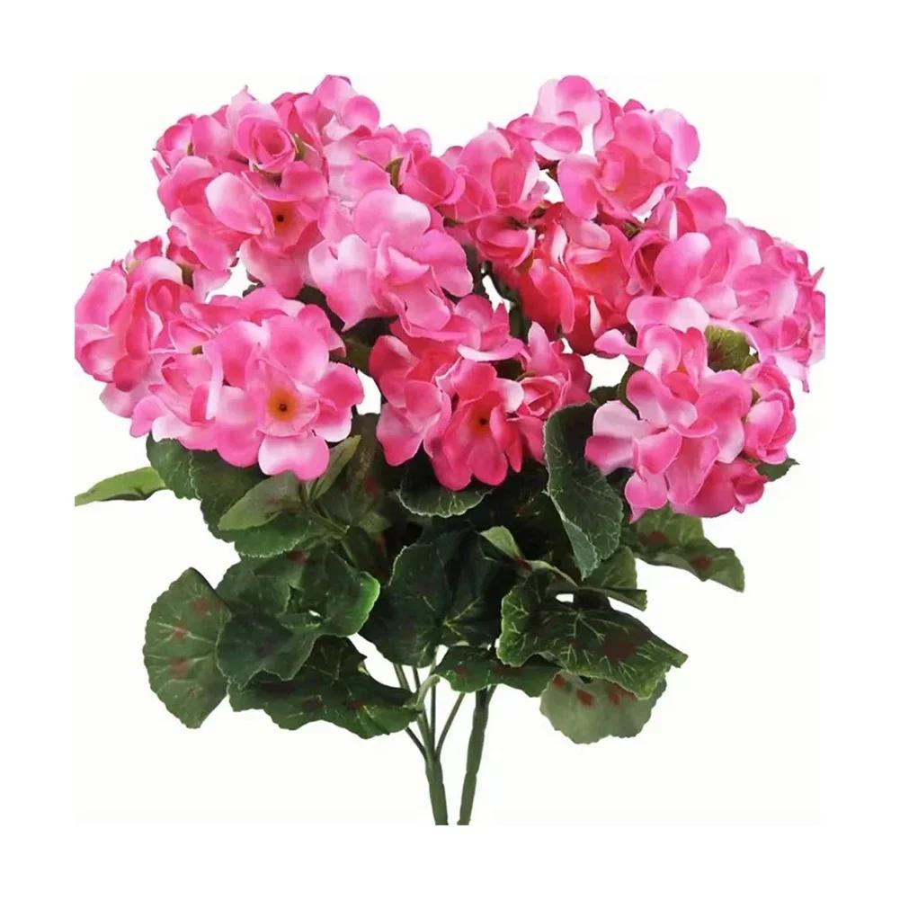 2 шт. 12,6 дюйма Искусственный куст герани Устойчивый к УФ-лучам Нетканый Садовые растения Куст Не требует ухода для домашнего цветочного декора в помещении