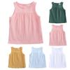 Summer Girls Solid Color Sleeveless Top T-shirt Children Summer Thin Cotton Vest