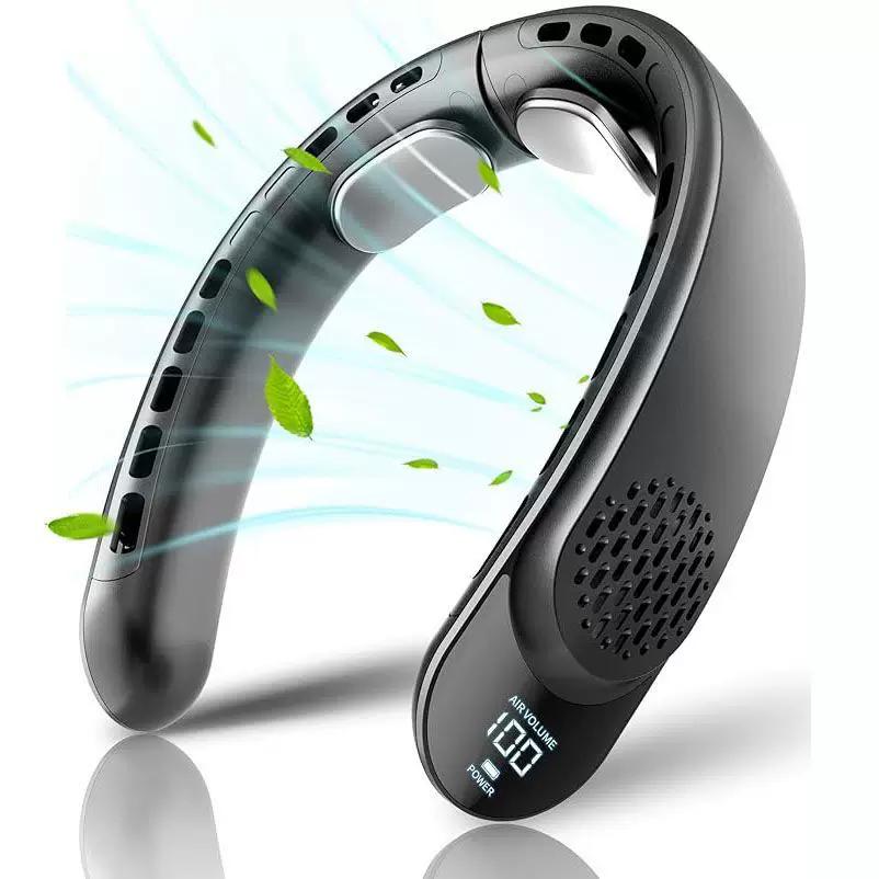 New Model Quad-Core USB Neck Fan, High Wind Power Portable Bladeless Turbo Non-Cooling Neck Blower