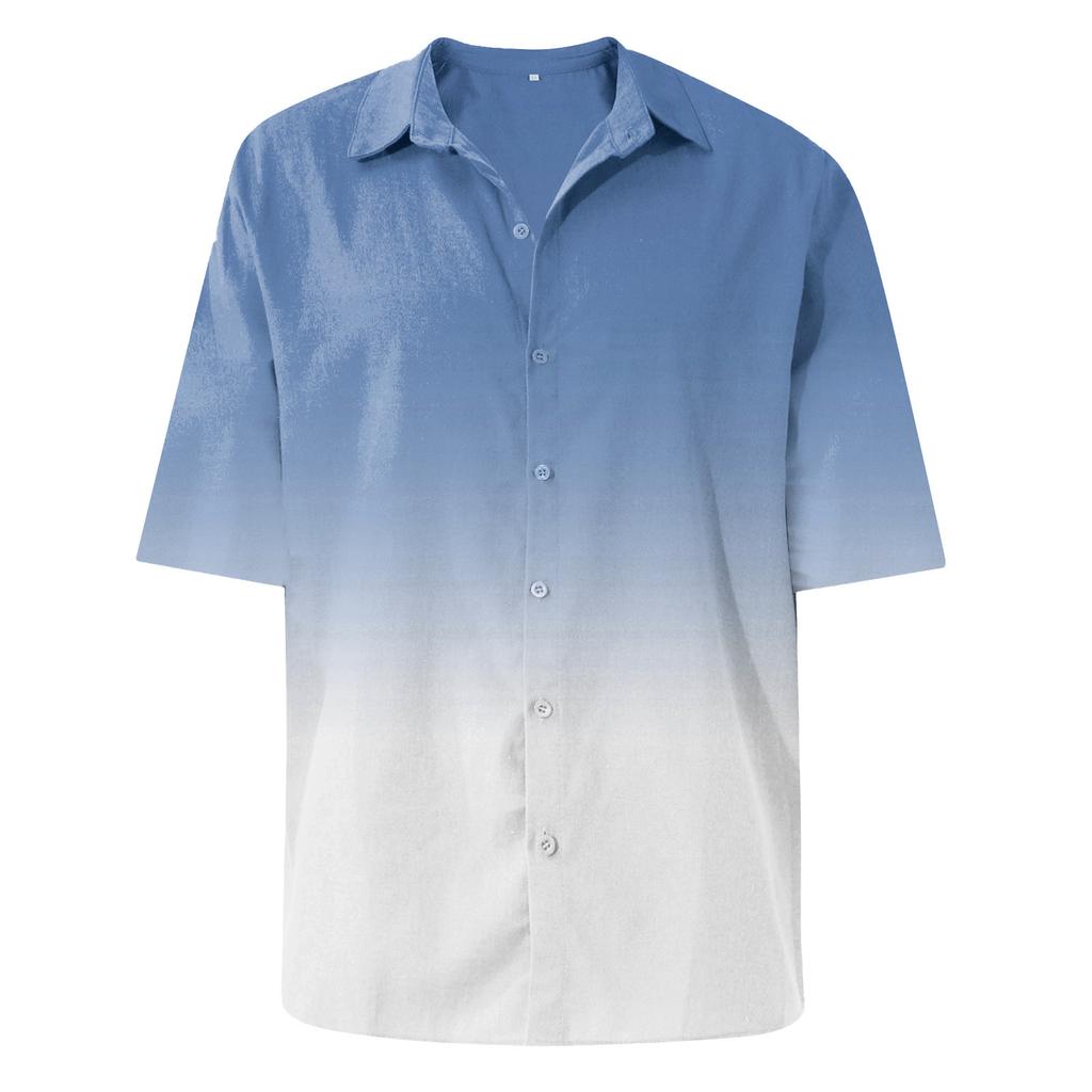 Мужская повседневная свободная рубашка с короткими рукавами, модная рубашка с лацканами, топ