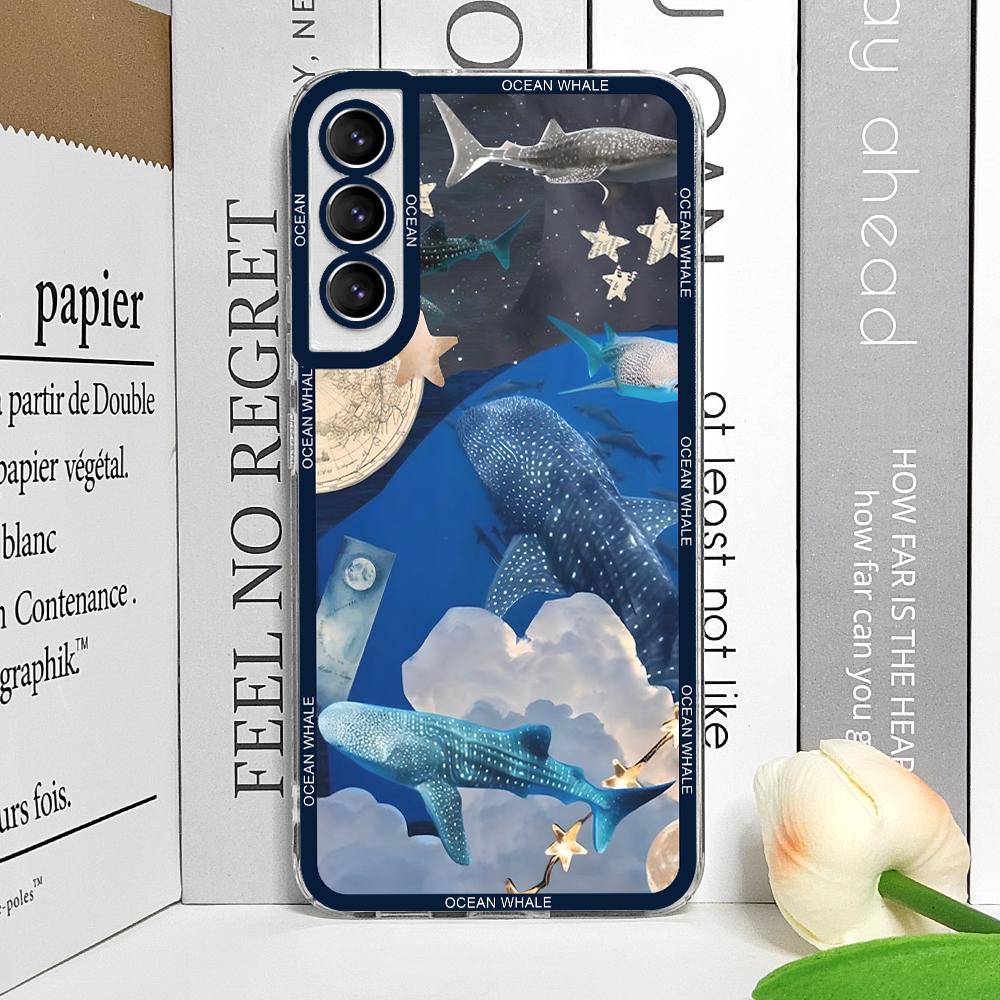 Чехол для телефона 'Плавающий китовый акула в океане' для Samsung Galaxy S25 S24 S21 FE S22 Plus S23 Ultra 5G Мягкие прозрачные чехлы Эстетичные Fundas