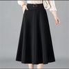 Elastic High Waist Large Swing Skirt Knee Length Skirt Spring and Autumn Mid Length Skirt Fashionable Thick Fabric Hanging Feeling Slimming Effect