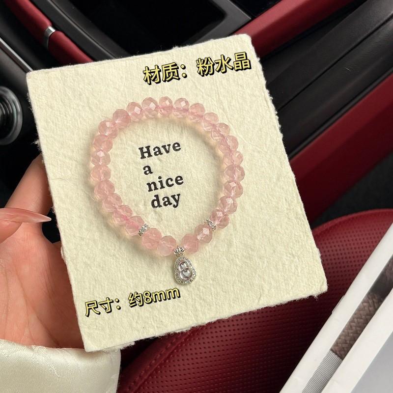 Pink Crystal Bracelet With Carved Faceted Abacus Beads Charm Fresh Style Jewelry Women