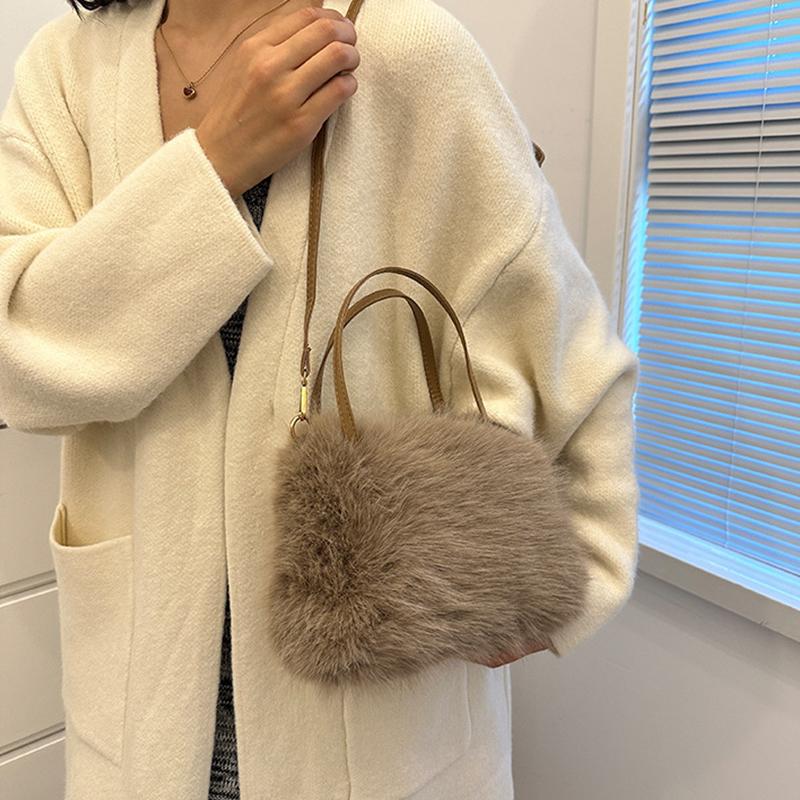 Autumn and Winter New Furry Bag Fur Crossbody Shoulder Strap Plush Bag Versatile Large Capacity Handbag for Women