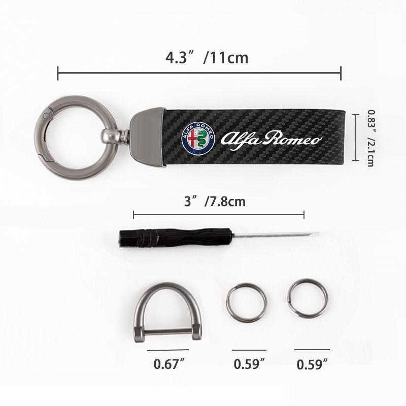 YYCE3 Car Key Chain Carbon Fiber Keychain Key Buckle Key Ring Gift For Alfa Romeo giulia stelvio giulietta 159 147 156 166 Accessories