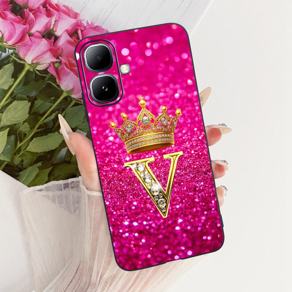 Для Infinix Smart 20 X6840 X6840B Чехол-бампер с буквой 'Crown' Для Infinix Smart20 Черный Силиконовый Мягкие Чехлы