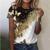 Летние женские футболки с круглым вырезом, модные, повседневные, универсальные, с 3D-принтом, с короткими рукавами, женские