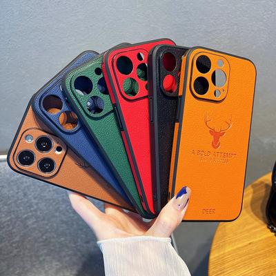 Подходит для чехла для мобильного телефона iPhone 15, кожаный узор, лось 13 Apple 16 Promax, защитный чехол 14, полная защита от падения