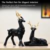 Набор из 2 элегантных оленей | Искусно выполненные статуэтки хиранов для декора дома и офиса, вдохновленные природой, идеально подходят для подарка любителям природы и друзьям (черный)
