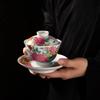 Ceramic Gaiwan with Cover, Teacup Light, Chinese Beauty Tea Infuser, Home Tea Set Accessories, Palace , Enamel Color