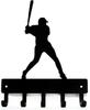 Baseball Batter Sport - Key Hooks Holder - 6 Inch Wide Metal Wall Art Iron Crafts, Decorative Organizer for Sports Enthusiasts