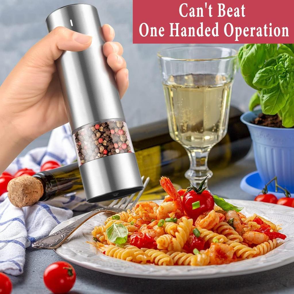 Electric Salt and Pepper Grinder Set - USB Rechargeable - No Battery Needed Modern Style - Automatic Black Peppercorn & Sea Salt Spice Mill Set