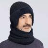 Эластичная шерстяная шапка с флисовым капюшоном, теплая шапка, универсальный вязаный шарф, зима