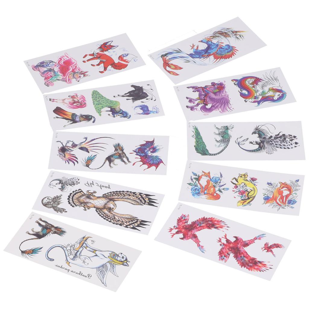 Набор из 10 шт. временных тату-наклеек с животными для макияжа тела, водостойкие наклейки для женщин