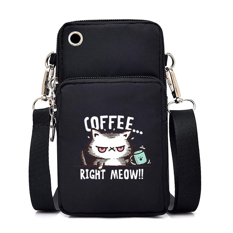 Funny Anime Cat Small Messenger Bag Hanging Neck Coin Purse Vertical Handbag Women Mobile Phone Bags Cartoon Small Crossbody Bag
