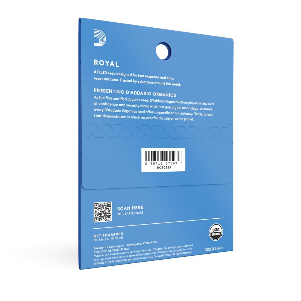D'Addario WoodWinds ROYAL RCB0325 Трости для кларнета in B♭ [Жесткость: 2.5] (3 трости в упаковке)
