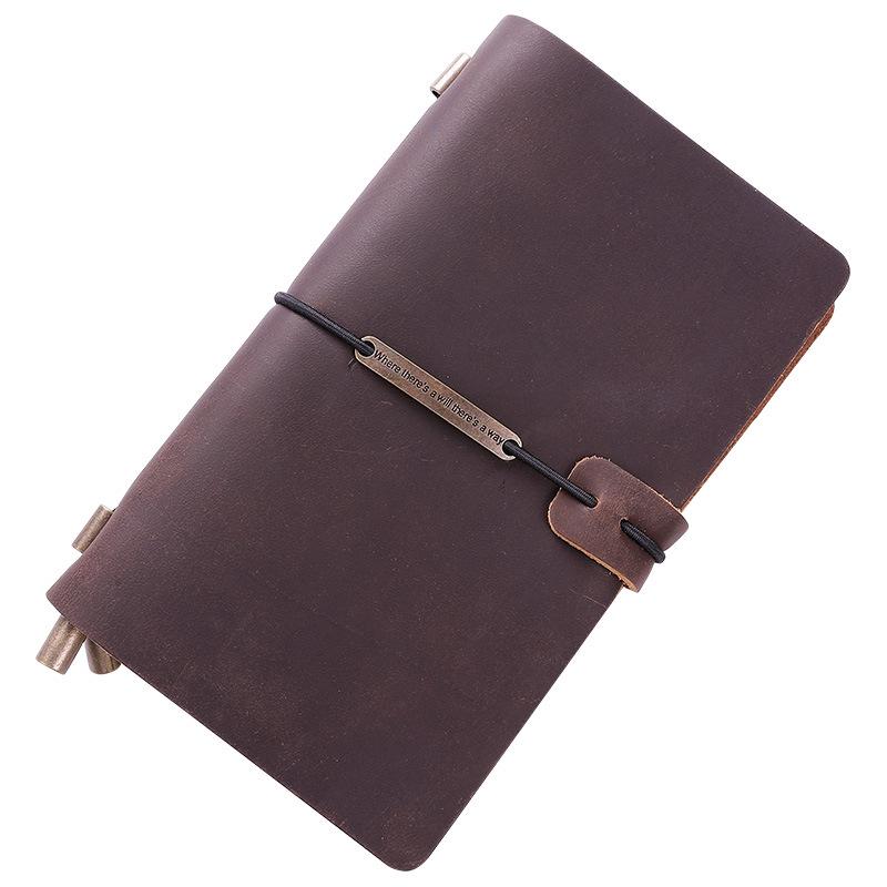 Genuine Leather Retro Traveler Notebook - Crazy Horse Finish, High-end Business Planner with Engraved Logo