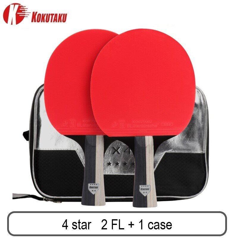 KOKUTAKU ITTF Approved Professional 4/5/6 Star Ping Pong Racket Carbon Table Tennis Racket Bat Paddle Set Pimples In Rubber with Bag