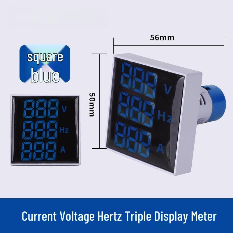 22mm Dual Display LED Voltage Current Frequency Meter - Round/Square
