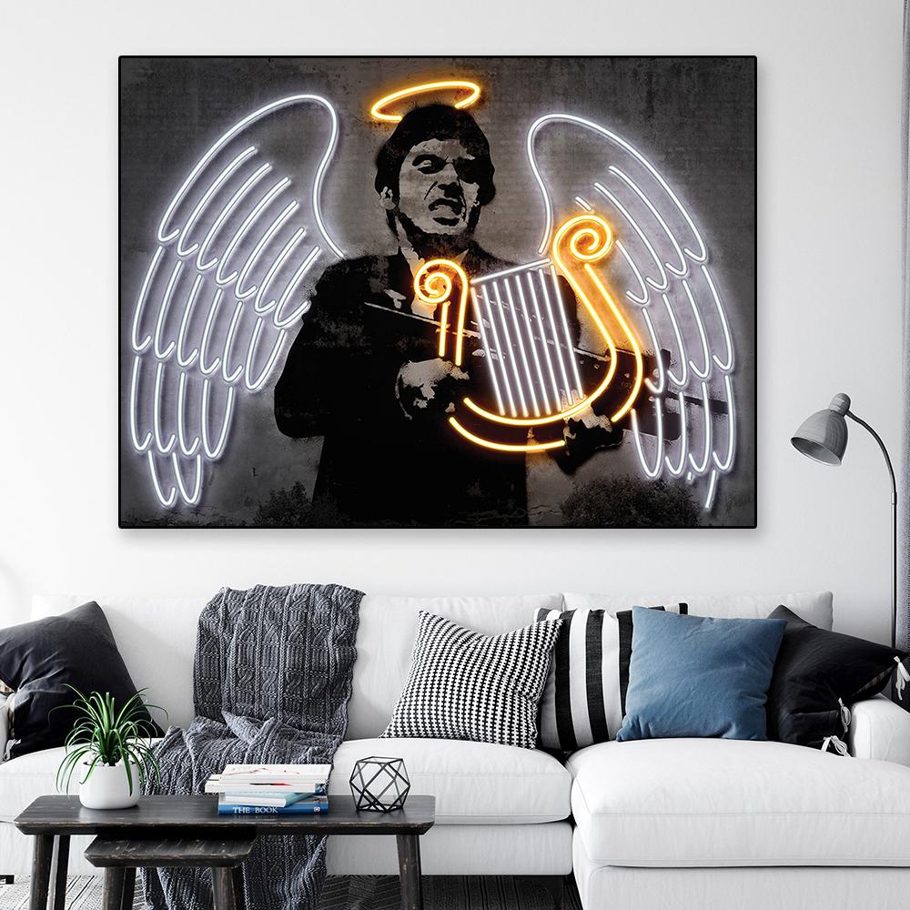 Современная неоновая вывеска Мона Лиза плакат робот работа холст картина гоночный принт абстрактная настенная картина игровая комната украшение спальни