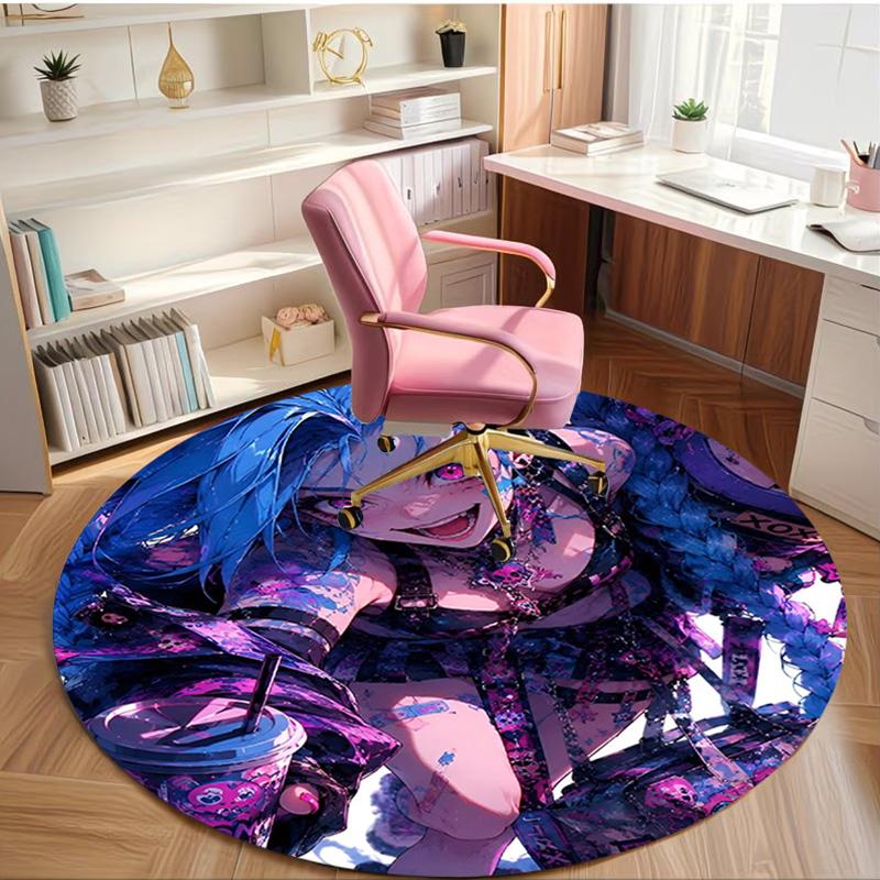 Jinx Print Round Rug, Washable Floor Carpet, For Entryway Dorm Laundry Room Office Study, Home Decor Birthday Christmas Gift